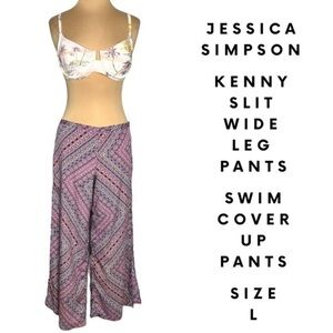 Jessica Simpson Kenny Slit Wide Leg swim suit cover up Pants